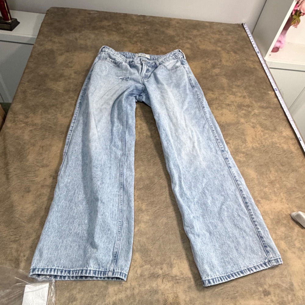 Hollister Low-Rise Baggy Jeans Womens 12R W31 Light Blue Wash Denim 8838